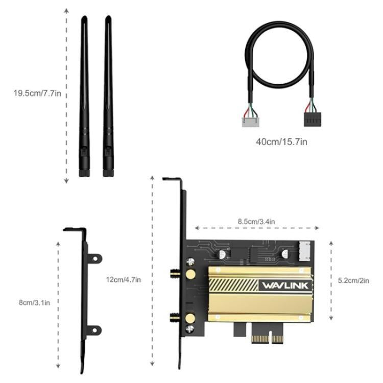 WAVLINK WN675X3-C WiFi 6E Pcie WiFi Network Card Adapter Triple Band AX210 AX5400, WN675X3-C – Bluetooth