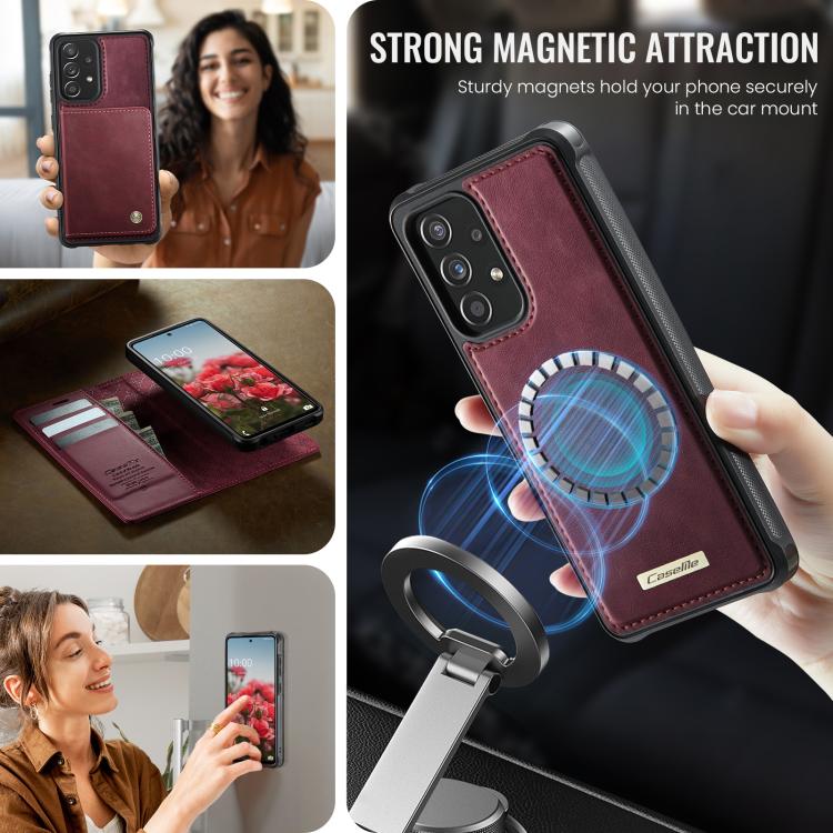 CaseMe C49 Magnetic RFID Blocking Detachable Wallet Leather Phone Case – Magnetic, Card Slot, Leather, For Samsung Galaxy A52 / A52s, For Samsung Galaxy S21 FE 5G, For Samsung Galaxy S21 5G, For Samsung Galaxy S21+ 5G