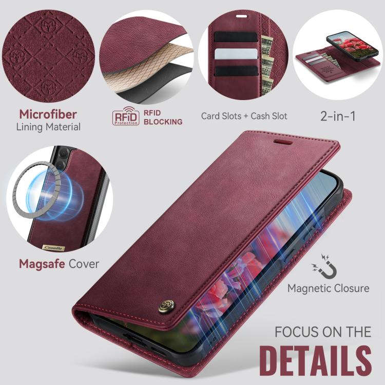 CaseMe C49 Magnetic RFID Blocking Detachable Wallet Leather Phone Case – Magnetic, Card Slot, Leather, For Galaxy S25 FE / S26 FE 5G, For Samsung Galaxy S26+ 5G, For Samsung Galaxy S26 Ultra 5G, For Samsung Galaxy S26 5G