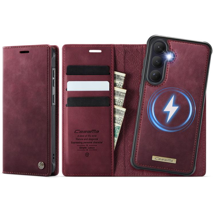 CaseMe C49 Magnetic RFID Blocking Detachable Wallet Leather Phone Case – Magnetic, Card Slot, Leather, For Galaxy S25 FE / S26 FE 5G, For Samsung Galaxy S26+ 5G, For Samsung Galaxy S26 Ultra 5G, For Samsung Galaxy S26 5G For Samsung Galaxy S26 5G Red