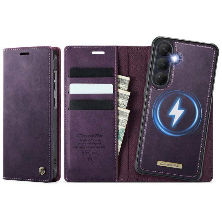 CaseMe C49 Magnetic RFID Blocking Detachable Wallet Leather Phone Case – Magnetic, Card Slot, Leather, For Galaxy S25 FE / S26 FE 5G, For Samsung Galaxy S26+ 5G, For Samsung Galaxy S26 Ultra 5G, For Samsung Galaxy S26 5G For Samsung Galaxy S26+ 5G Purple