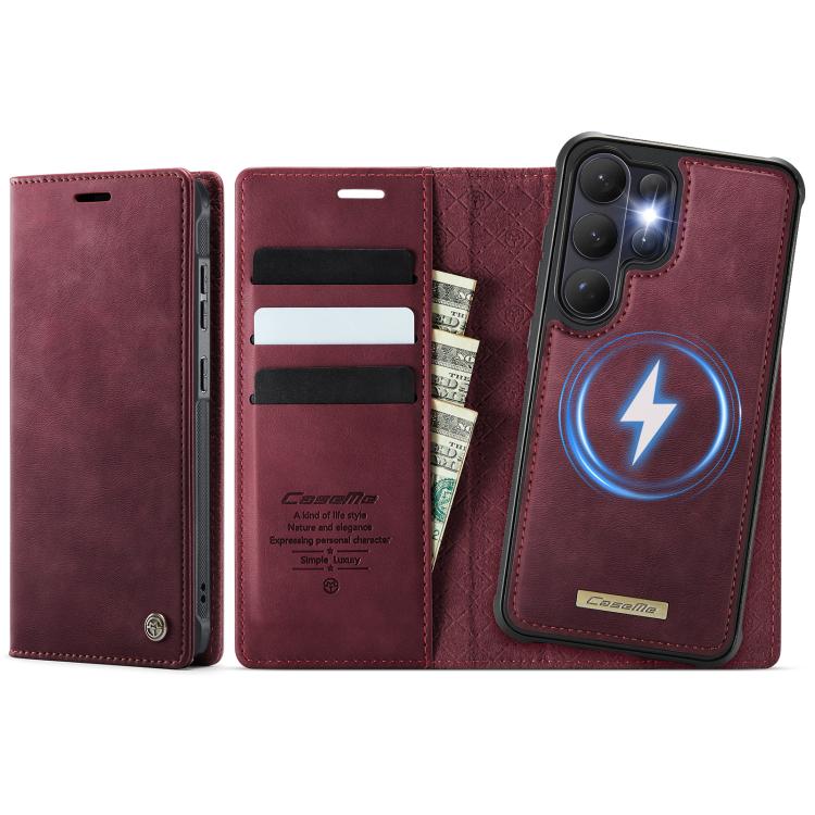 CaseMe C49 Magnetic RFID Blocking Detachable Wallet Leather Phone Case – Magnetic, Card Slot, Leather, For Galaxy S25 FE / S26 FE 5G, For Samsung Galaxy S26+ 5G, For Samsung Galaxy S26 Ultra 5G, For Samsung Galaxy S26 5G For Samsung Galaxy S26 Ultra 5G Red