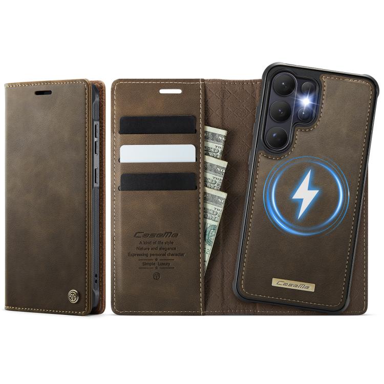 CaseMe C49 Magnetic RFID Blocking Detachable Wallet Leather Phone Case – Magnetic, Card Slot, Leather, For Galaxy S25 FE / S26 FE 5G, For Samsung Galaxy S26+ 5G, For Samsung Galaxy S26 Ultra 5G, For Samsung Galaxy S26 5G For Samsung Galaxy S26 Ultra 5G Coffee