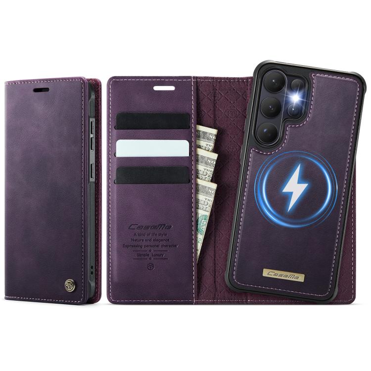 CaseMe C49 Magnetic RFID Blocking Detachable Wallet Leather Phone Case – Magnetic, Card Slot, Leather, For Galaxy S25 FE / S26 FE 5G, For Samsung Galaxy S26+ 5G, For Samsung Galaxy S26 Ultra 5G, For Samsung Galaxy S26 5G For Samsung Galaxy S26 Ultra 5G Purple