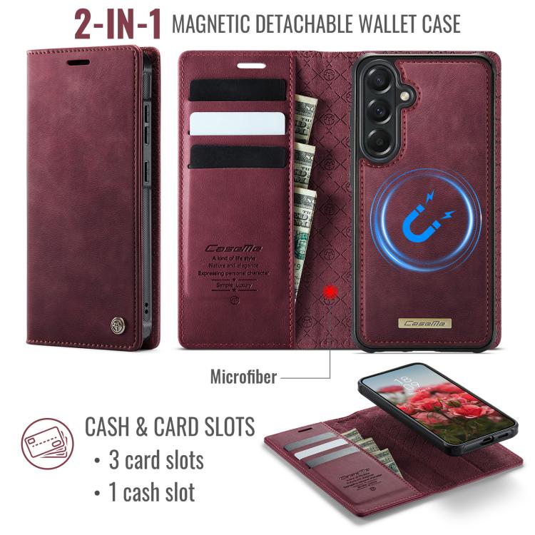 CaseMe C49 Magnetic RFID Blocking Detachable Wallet Leather Phone Case – Magnetic, Card Slot, Leather, For Samsung Galaxy A57 5G, For Samsung Galaxy A17, For Samsung Galaxy S25 Edge 5G, For Samsung Galaxy A56 5G