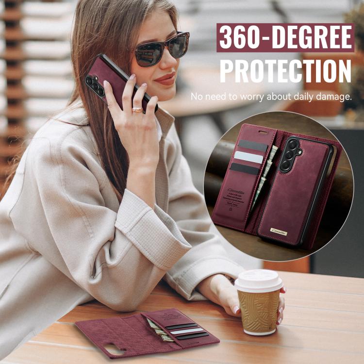 CaseMe C49 Magnetic RFID Blocking Detachable Wallet Leather Phone Case – Magnetic, Card Slot, Leather, For Samsung Galaxy A57 5G, For Samsung Galaxy A17, For Samsung Galaxy S25 Edge 5G, For Samsung Galaxy A56 5G