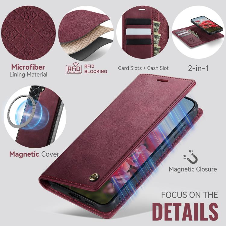 CaseMe C49 Magnetic RFID Blocking Detachable Wallet Leather Phone Case – Magnetic, Card Slot, Leather, For Samsung Galaxy A57 5G, For Samsung Galaxy A17, For Samsung Galaxy S25 Edge 5G, For Samsung Galaxy A56 5G