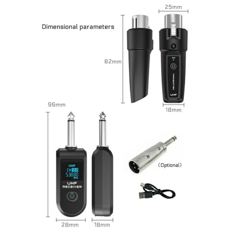 K1 For Handheld Dynamic Mic Wired to Wireless Microphone Converter, 1 Transmitter + 1 Receiver, 1 Transmitter + 1 Receiver – TPU, Plug-and-play