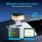 M70 For AirPlay / Miracast 4 in 1 Smart Screen Mirroring Adapter CarPlay / Android Auto Wired to Wireless, M70