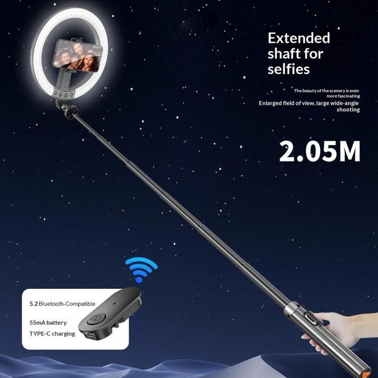 P61Q For Photography / Video Recording Live Streaming Selfie Stick Tripod Lamp 10 Inch Ring Light