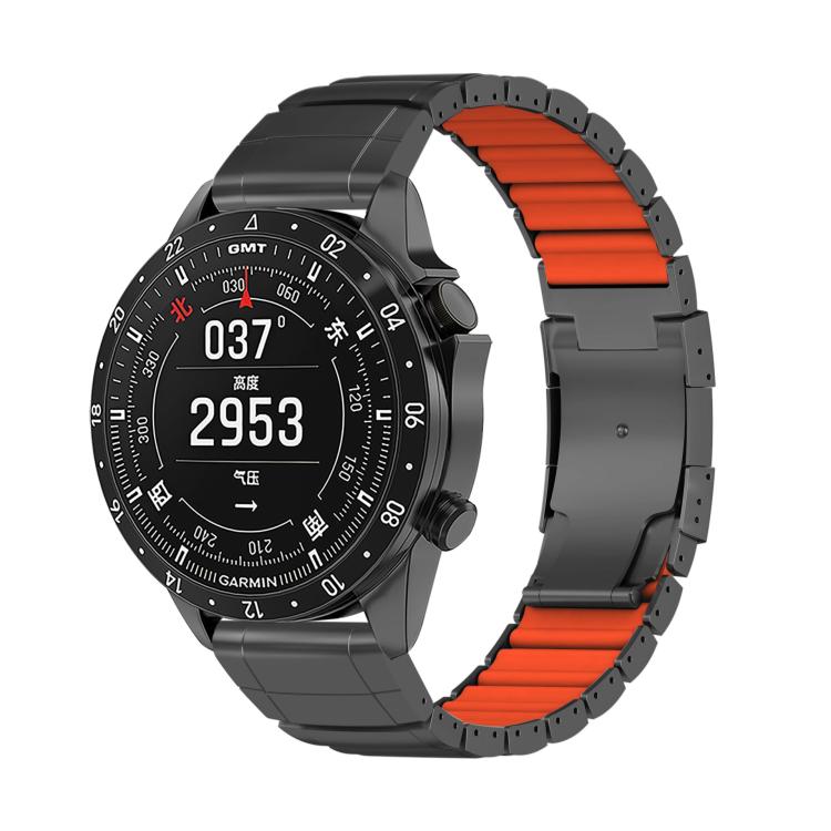 Watch Band – Silicone (26mm) #13 For Garmin 26mm Black Orange