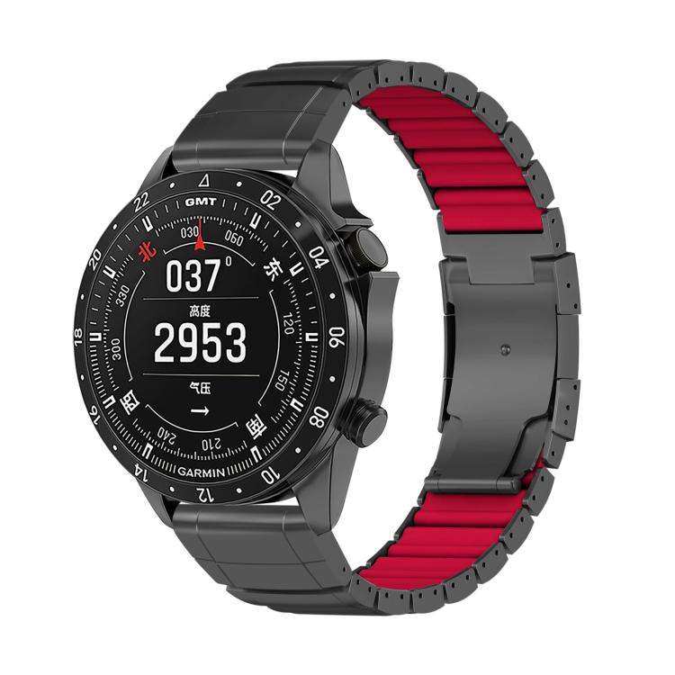 Watch Band – Silicone (26mm) #13 For Garmin 22mm Black Red