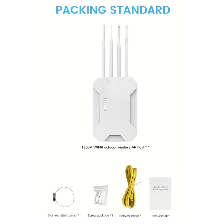 HW1800S WiFi 6 Outdoor Wireless Access Point 1800Mbps Waterproof Dual Band Gigabit Router, US Plug, EU Plug, UK Plug, AU Plug – Waterproof