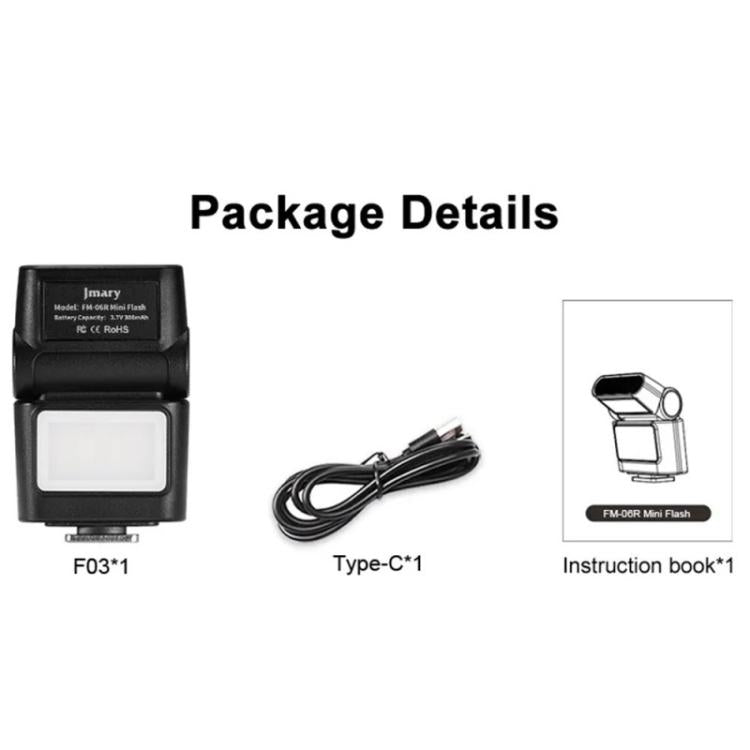 JMARY FM-06R For Camera Mini Flash Fill Light Hot Shoe Mount 300mAh Rechargeable LED Light – TPU
