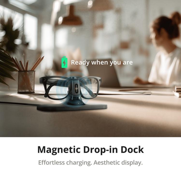 BOBOVR CG2 For Meta Ray-Ban Wayfarer Smart AI Glass 3 in 1 Charging Station – Magnetic, Leather
