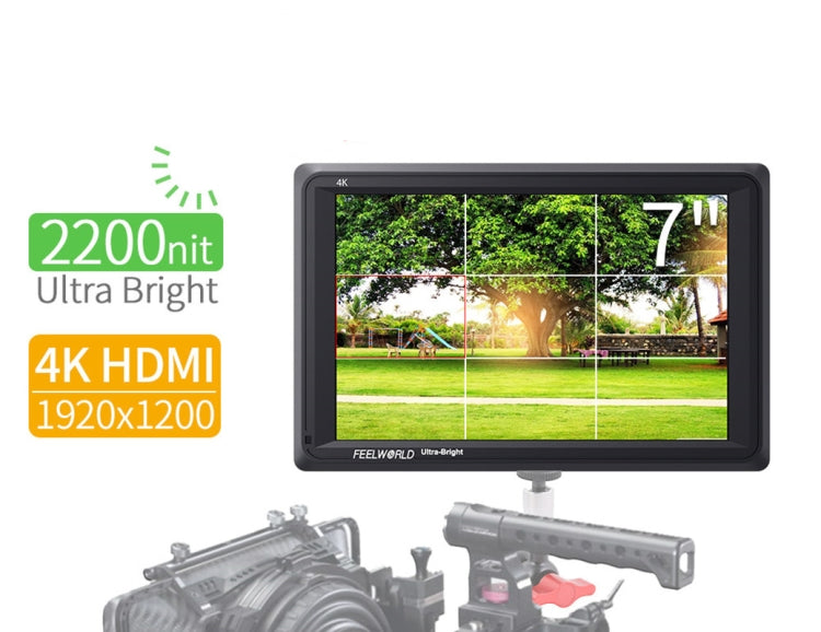 FEELWORLD FW279 7 Inch Ultra Bright 2200nit on Camera Field DSLR Monitor Full HD 1920x1200 4K HDMI Input Output High Brightness for DSLR Stabilizer, FW279 FW279