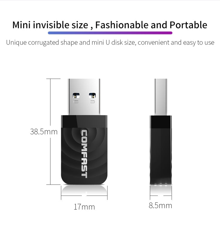 COMFAST CF-812AC USB WiFi Adapter-1300 Mbps USB di Rete Wireless wiFi, CF-812AC – Durable Build, Easy to Use