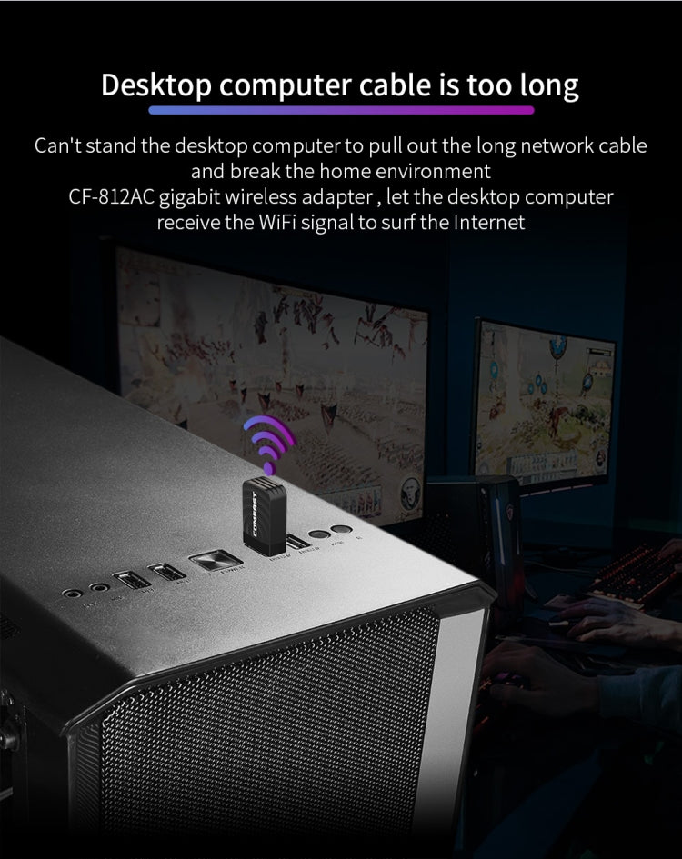 COMFAST CF-812AC USB WiFi Adapter-1300 Mbps USB di Rete Wireless wiFi, CF-812AC – Durable Build, Easy to Use