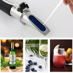 RZ136 Refractometer Fruit Wine Meter Sugar Portable Auto Brix 0~32% Alcohol 0~26% Fruit Juice Wine Sugar Meter Refractometer Default Title