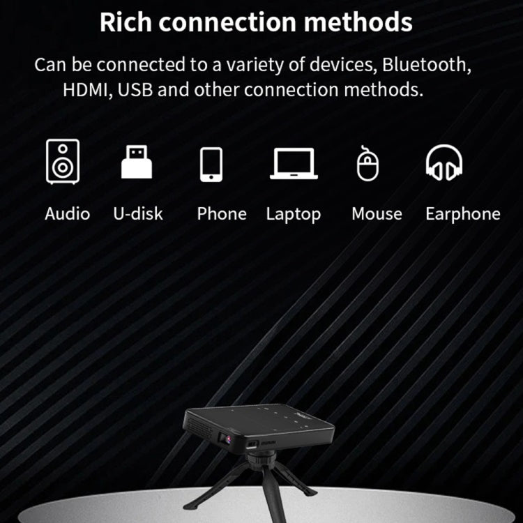 X2 (1+8G) DLP Android 7.1Smart Mini Projector X2 With Sliding Lens Cover Wifi Mini Projector (Black), 1GB+8GB US Plug, 1GB+8GB EU Plug – Card Slot, TPU, 4K