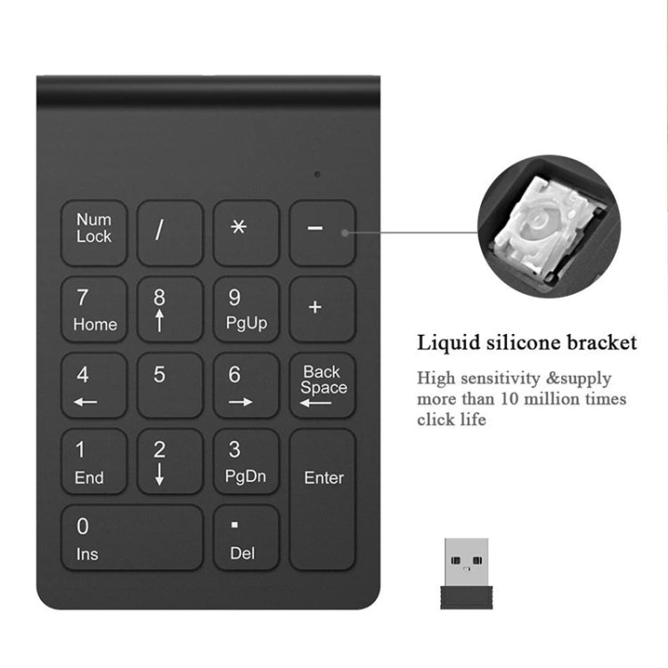 18 Keys 2.4GHz Mini USB Numeric Keypad, Wireless Black – Durable Build, Easy to Use