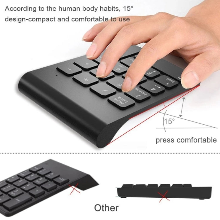 18 Keys 2.4GHz Mini USB Numeric Keypad, Wireless Black – Durable Build, Easy to Use