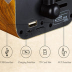 Retro Wood Portable Mini Bluetooth Speaker Wireless Loudspeaker Outdoor Speaker Sound System TF FM Radio Music Subwoofer – Shockproof, Bluetooth, TPU