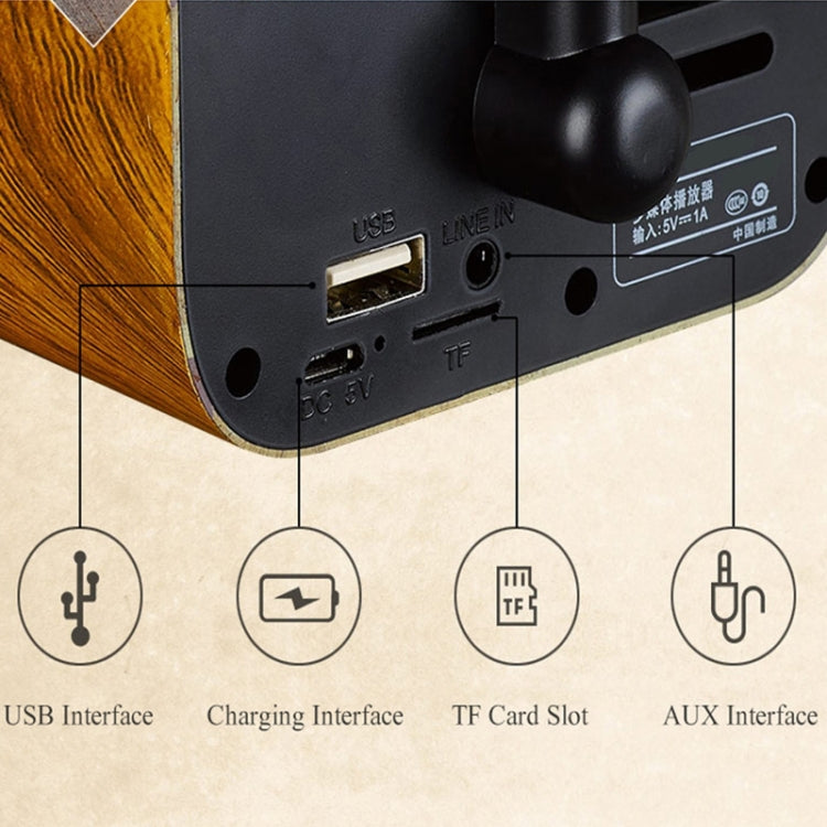 Retro Wood Portable Mini Bluetooth Speaker Wireless Loudspeaker Outdoor Speaker Sound System TF FM Radio Music Subwoofer – Shockproof, Bluetooth, TPU