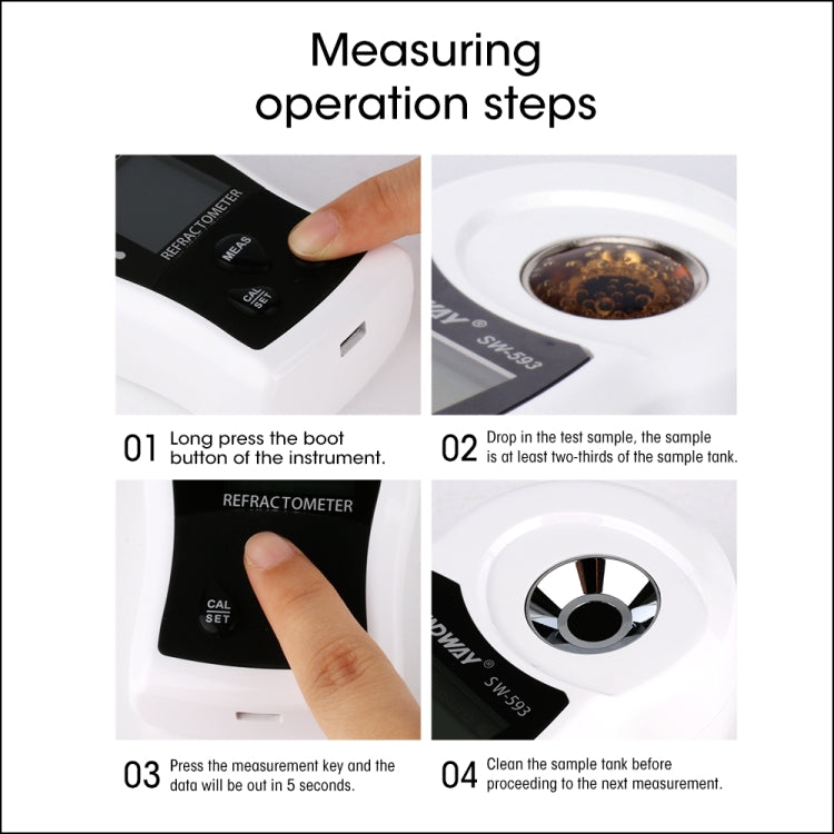 SNDWAY SW-593 Digital Refractometer Sugar Brix Meter Rechargeable Wine Beer Alcohol Drink Fruit Sugar Concentration Meter – Waterproof