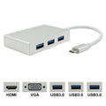 USB C to HDMI VGA USB Hub Adapter 5 in 1 USB 3.1 Converter for Laptop for MacBook,ChromeBook Pixel,Huawei MateBook, HDMI+VGA+3xUSB3.0 to Type-C – Aluminum Alloy, TPU