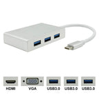 USB C to HDMI VGA USB Hub Adapter 5 in 1 USB 3.1 Converter for Laptop for MacBook,ChromeBook Pixel,Huawei MateBook, HDMI+VGA+3xUSB3.0 to Type-C – Aluminum Alloy, TPU