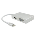 USB C to HDMI VGA USB Hub Adapter 5 in 1 USB 3.1 Converter for Laptop for MacBook,ChromeBook Pixel,Huawei MateBook, HDMI+VGA+3xUSB3.0 to Type-C – Aluminum Alloy, TPU