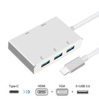 USB C to HDMI VGA USB Hub Adapter 5 in 1 USB 3.1 Converter for Laptop for MacBook,ChromeBook Pixel,Huawei MateBook, HDMI+VGA+3xUSB3.0 to Type-C – Aluminum Alloy, TPU