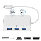USB C to HDMI VGA USB Hub Adapter 5 in 1 USB 3.1 Converter for Laptop for MacBook,ChromeBook Pixel,Huawei MateBook, HDMI+VGA+3xUSB3.0 to Type-C – Aluminum Alloy, TPU