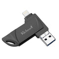 Richwell DXZ128 USB Flash Disk 128G 3 in 1 Micro USB + 8 Pin + USB 3.0 Compatible IPhone & IOS, Black, Silver, Rose Gold Black