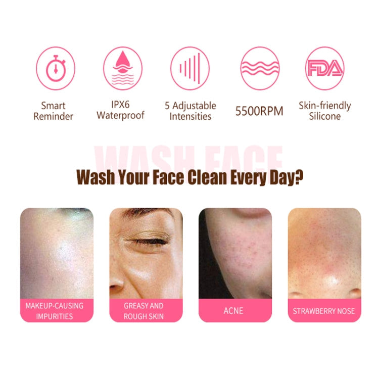 Duosi 2in1 Electric Facial Cleansing Brush Waterproof face Skin Cleansing Massager Silicone Vibration Scrubber Pore Clear Blackhead Remover