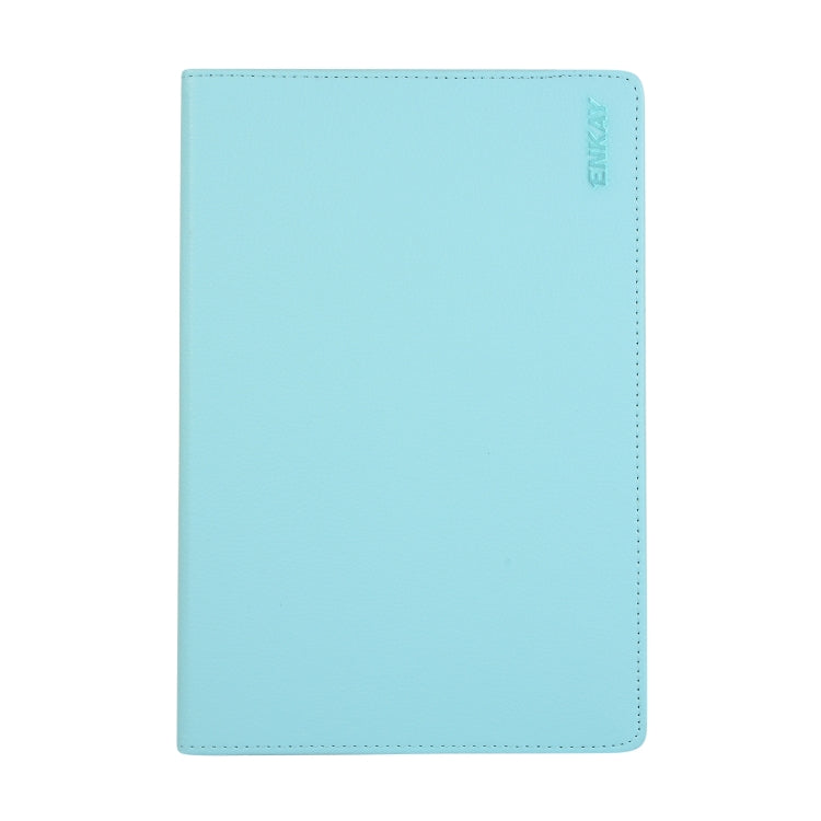 ENKAY 360 Degree Rotation Lichi Texture Leather Case with Holder for Samsung Galaxy Tab S6 10.5 T860 / T865 – Flip, Leather Light Blue