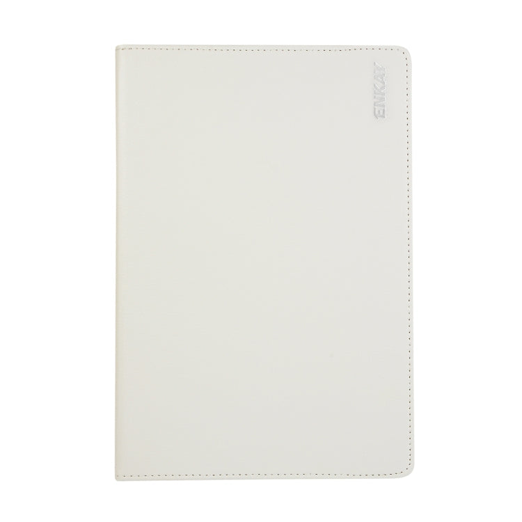 ENKAY 360 Degree Rotation Lichi Texture Leather Case with Holder for Samsung Galaxy Tab S6 10.5 T860 / T865 – Flip, Leather White