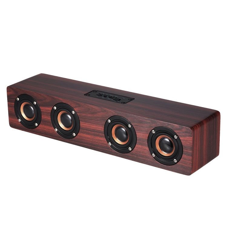 W8 Bluetooth 4.2 Speaker Four Louderspeakers Super Bass Subwoofer with Mic 3.5mm Support TF Card – Bluetooth Red Wood