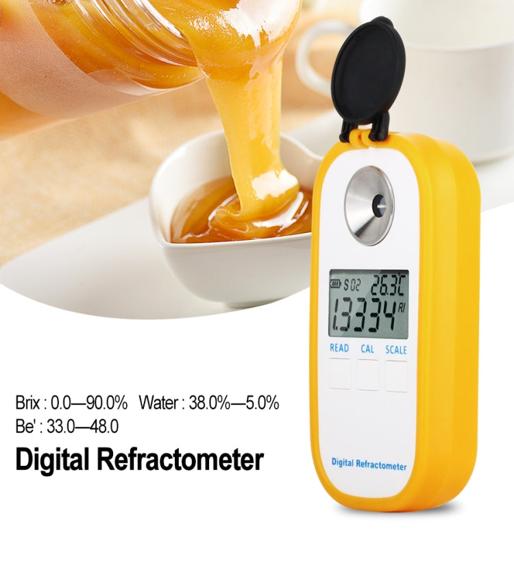 DR301 Digital Honey Refractometer Measuring Sugar Content Meter Range 090 Brix Refractometer Baume Honey Water Concentration Tool, DR301