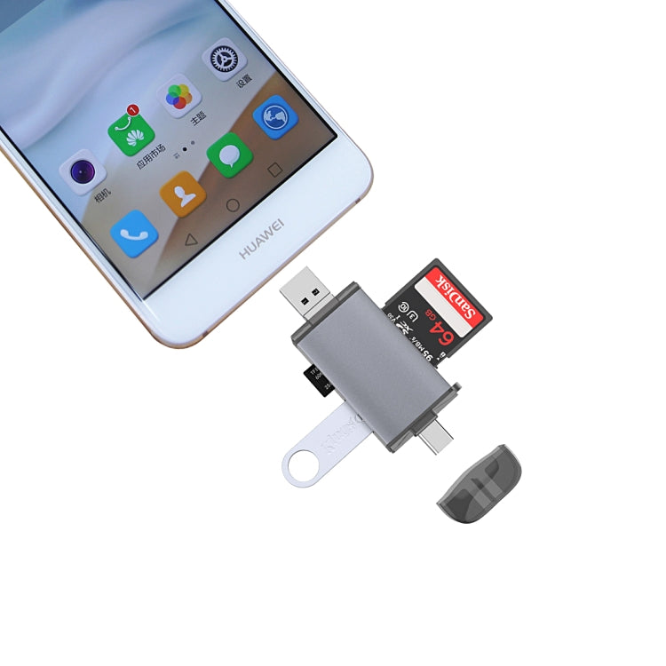 Typce-C+USB+Micro USB OTG Card Reader – Lanyard, Card Slot