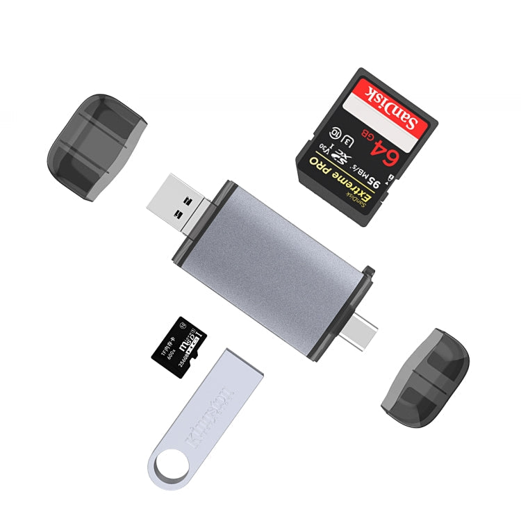Typce-C+USB+Micro USB OTG Card Reader – Lanyard, Card Slot
