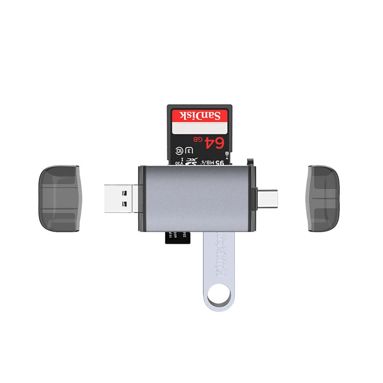 Typce-C+USB+Micro USB OTG Card Reader – Lanyard, Card Slot