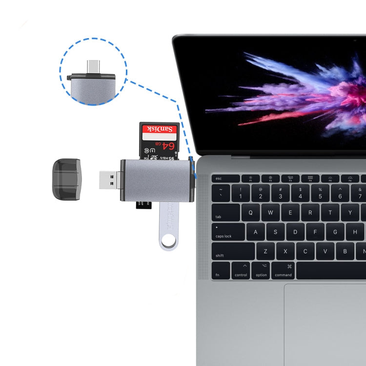 Typce-C+USB+Micro USB OTG Card Reader – Lanyard, Card Slot