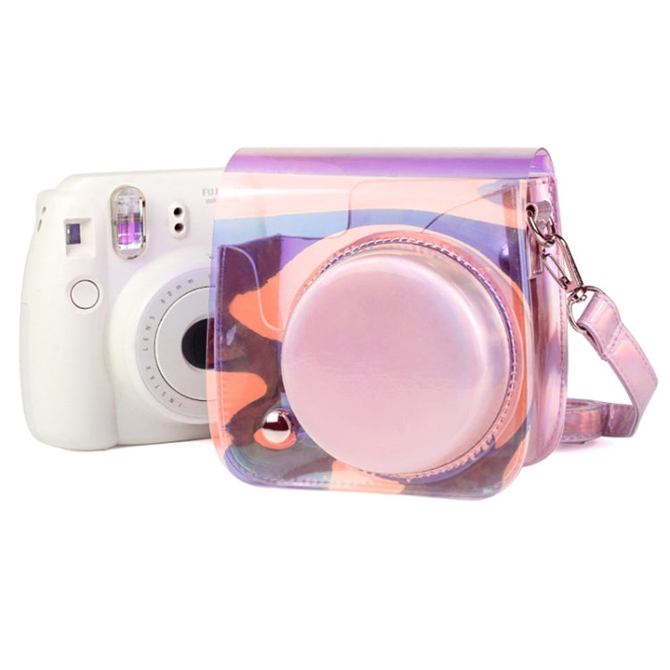 Richwell Translucent PVC Camera Bag for Fujifilm Instax Mini 8 8+ 9 Cover Case with Shoulder Strap Gradient Pink Shell Default Title