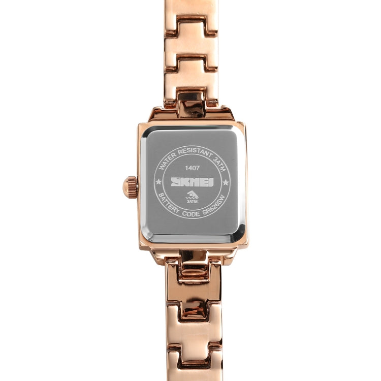SKMEI 1407 Business Fashion Watch with Diamonds Delicate and Elegant Square Zinc Alloy Quartz Watch for Women, Silvery