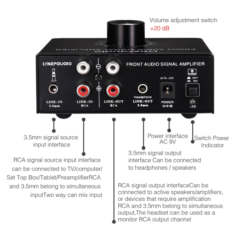 B015 Front Stereo Signal Amplifier Booster Headphones Speaker Amplifier Headset Dual-Audio Source, B015 – TPU