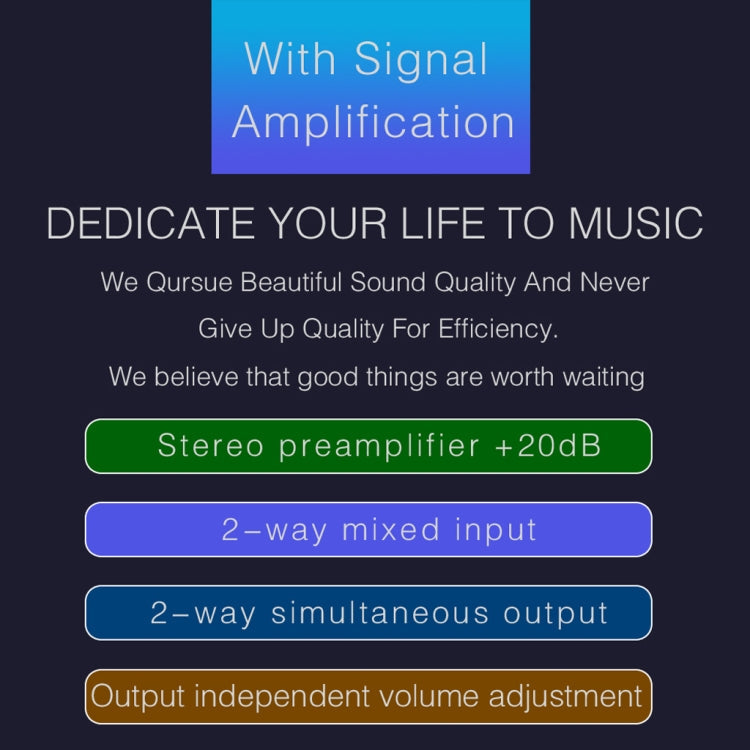 B015 Front Stereo Signal Amplifier Booster Headphones Speaker Amplifier Headset Dual-Audio Source, B015 – TPU
