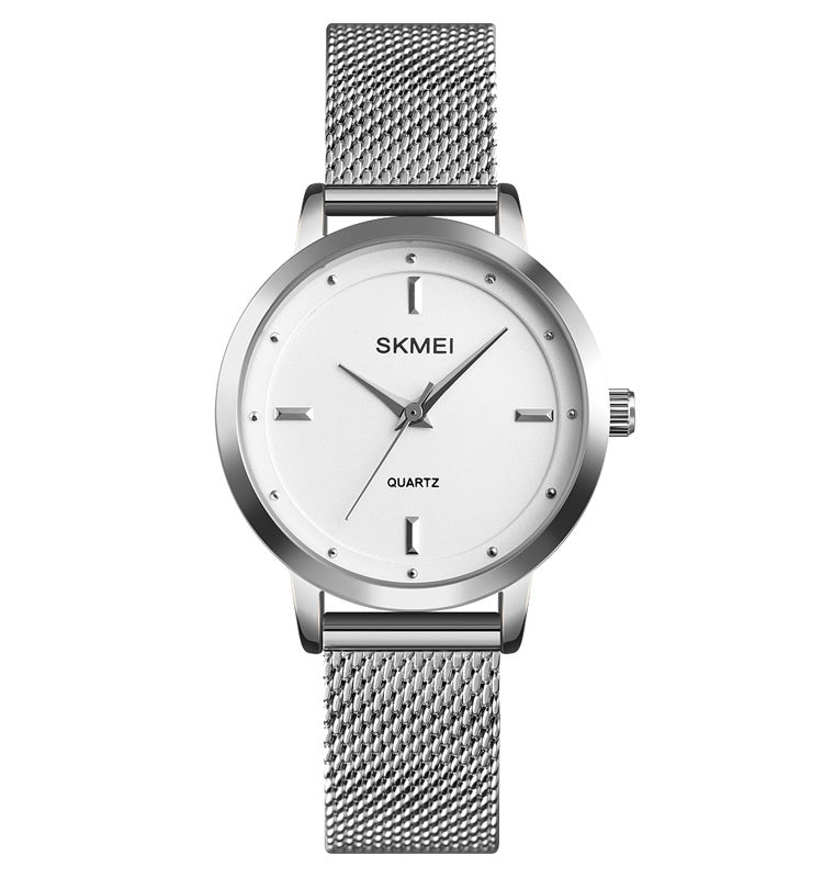 SKMEI 1528 Simple Fashion Lady Watch Casual Netting Scale Silvery