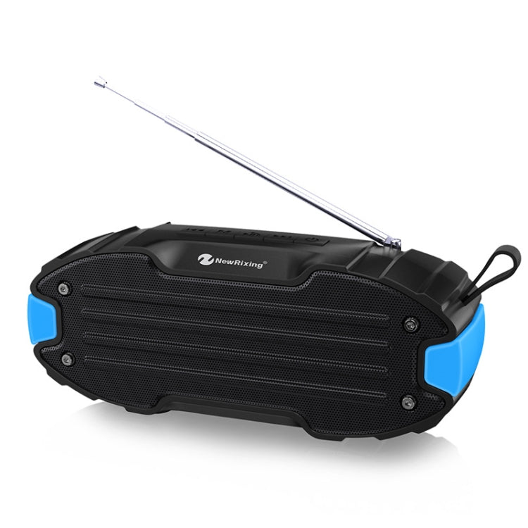 New Rixing NR907 Portable Stereo Surround Soundbar Bluetooth Speaker with Microphone, Support TF Card FM – Card Slot, Bluetooth, TPU Blue